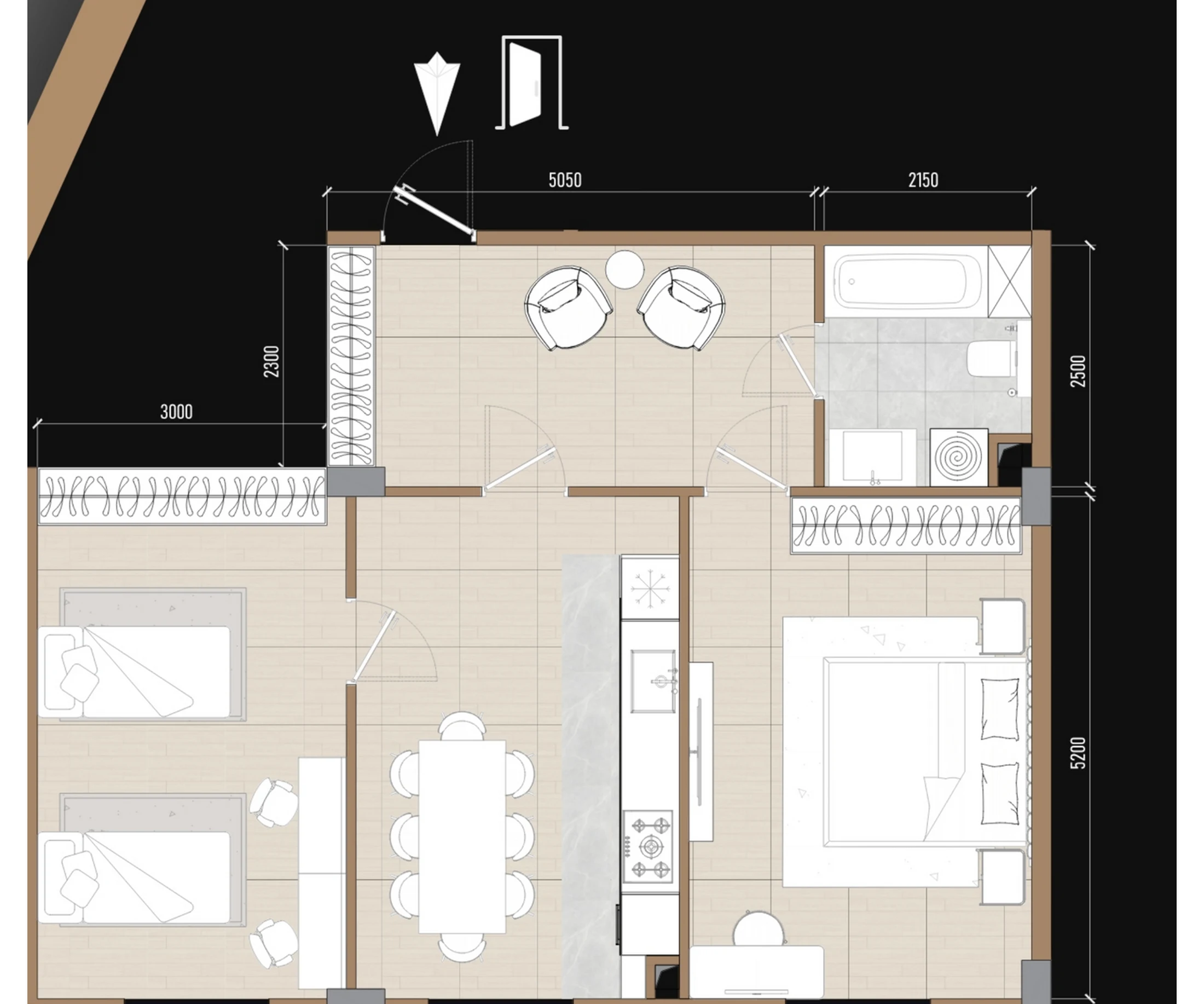 72.6 m² planirovkasi