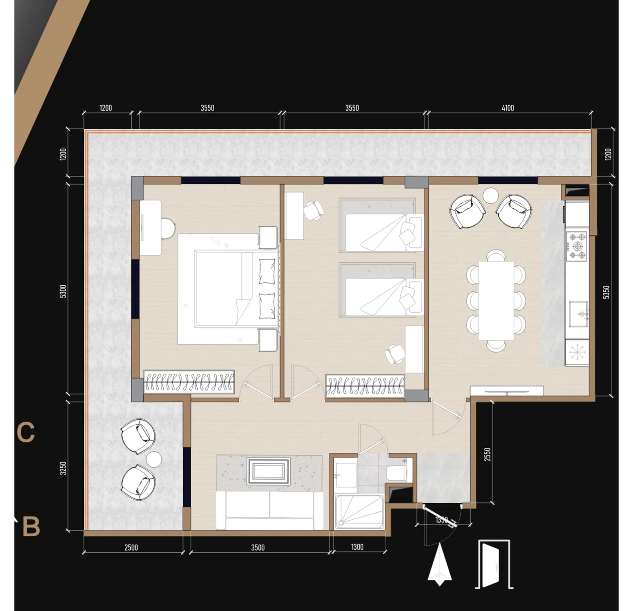 97.5 m² planirovkasi